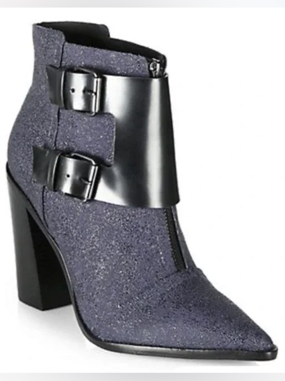 Tibi Piper Navy Black Buckle Booties